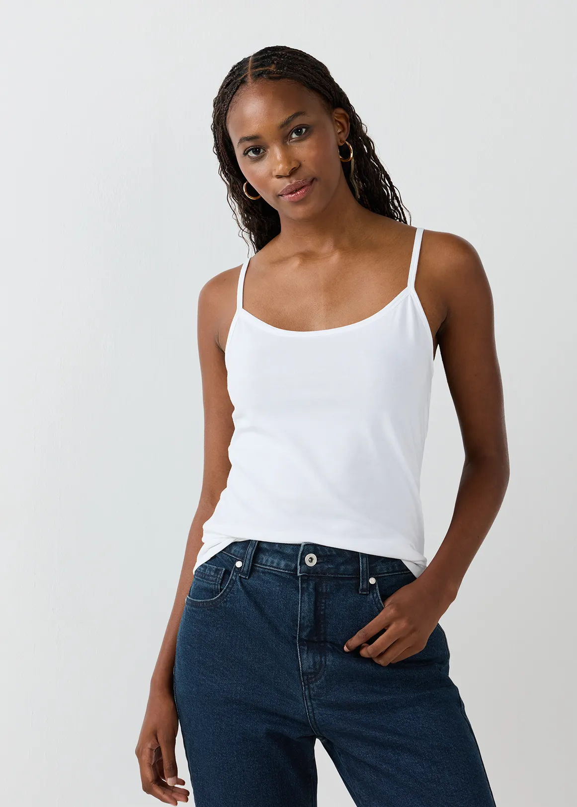 Stretch Cotton Camisole - WHITE