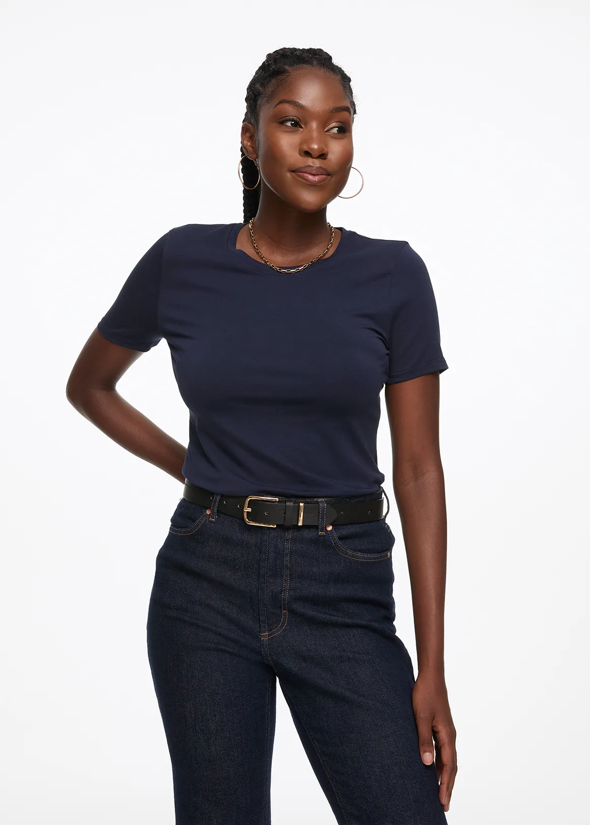 Stretch Modal Blend T-shirt - NAVY