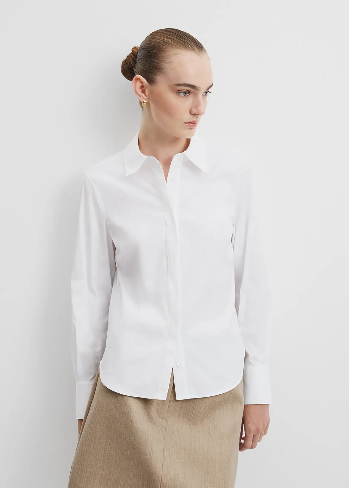 Stretch Slim Fit Poplin Shirt - ANTIQUE WHITE
