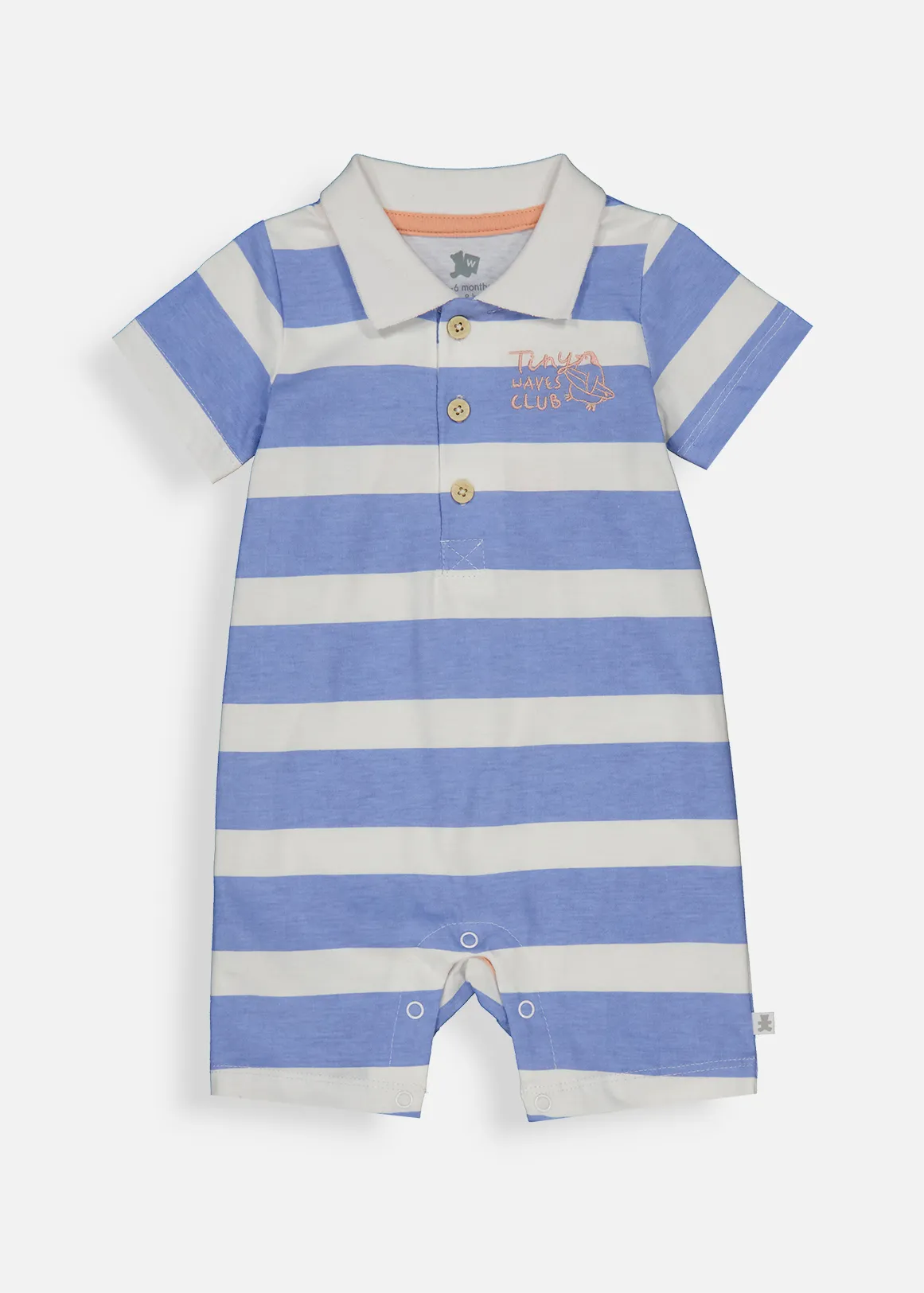 Stripe Cotton Golfer Romper - X BLUE