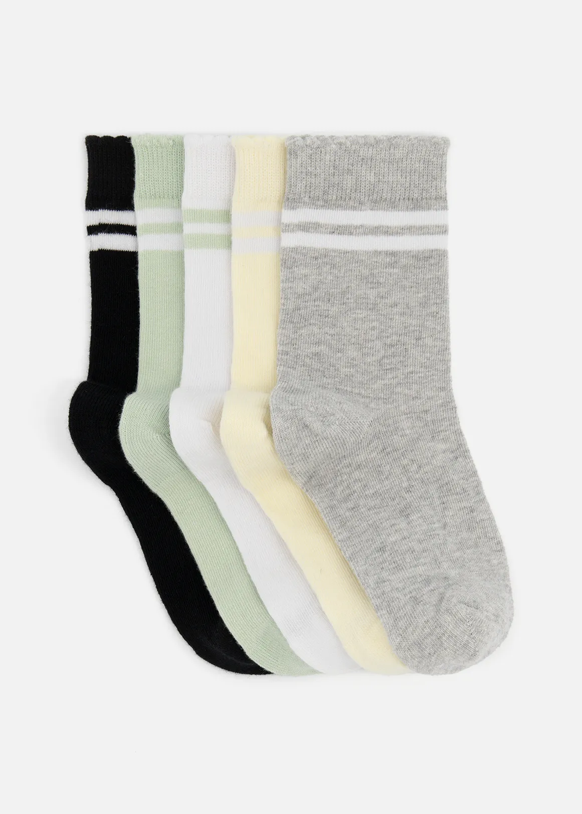 Stripe Cotton Rick Anklets 5 Pack - MULTI