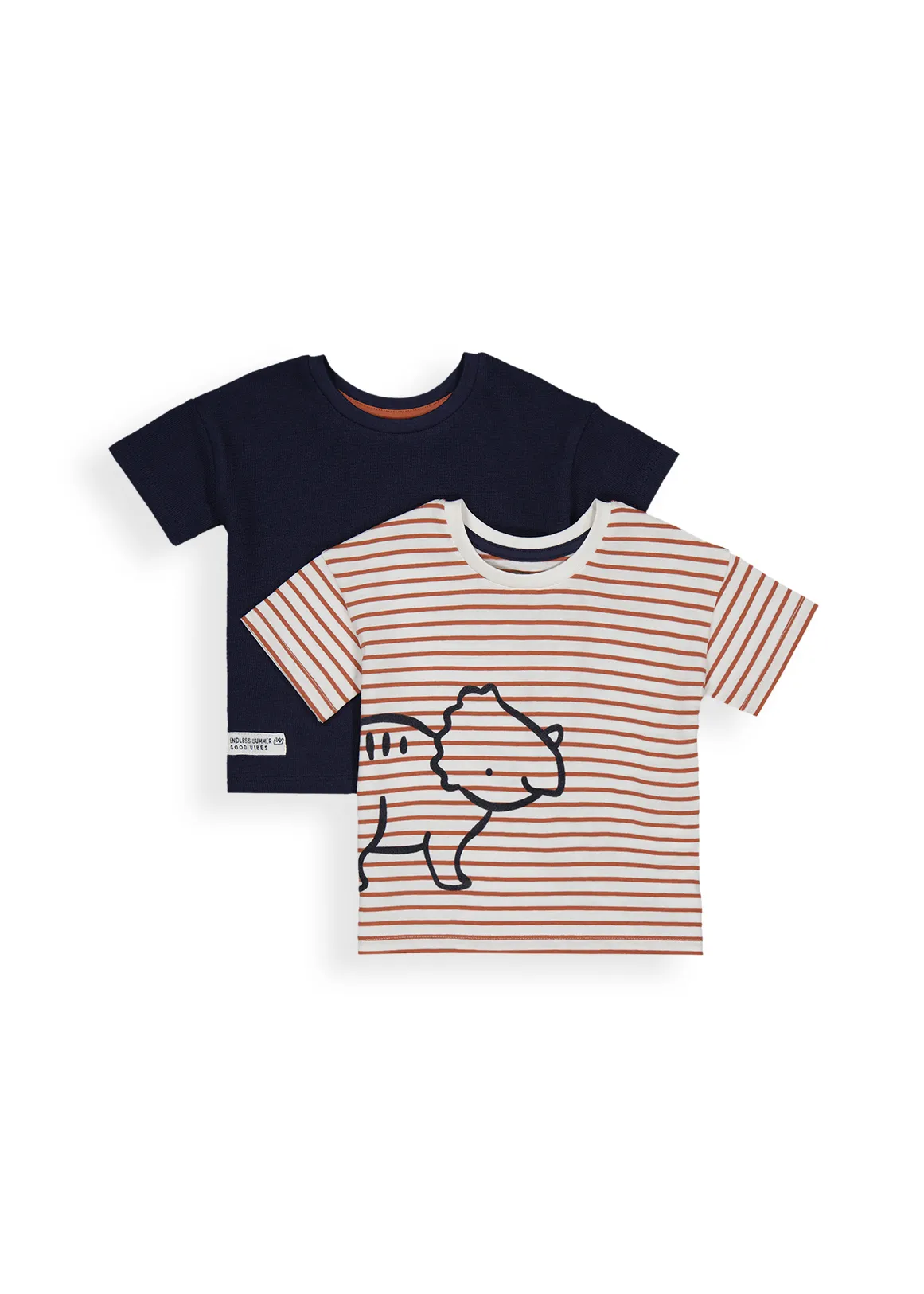 Stripe Cotton T-shirts 2 Pack - X NAVY