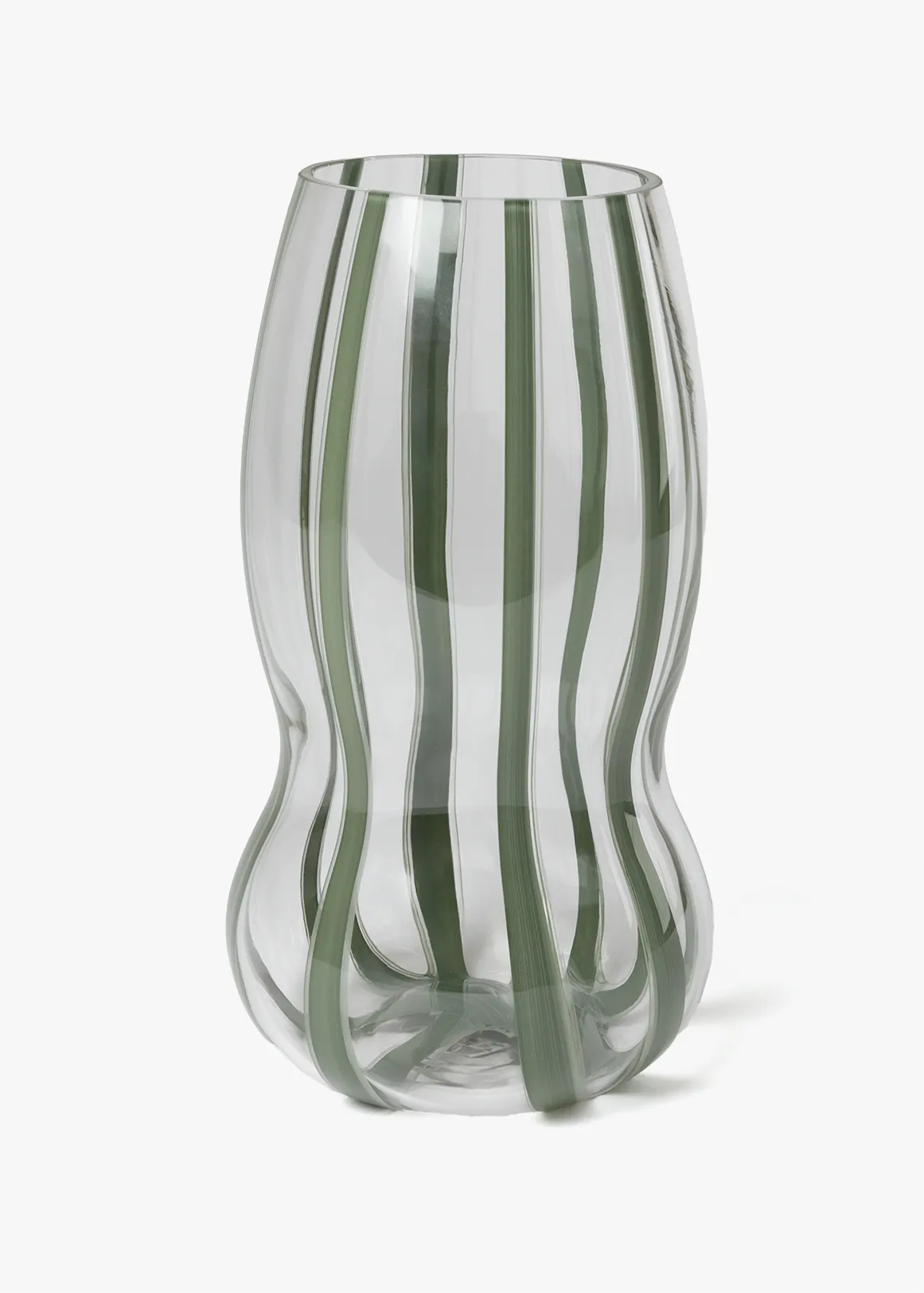 Stripe Glass Vase - X GREEN