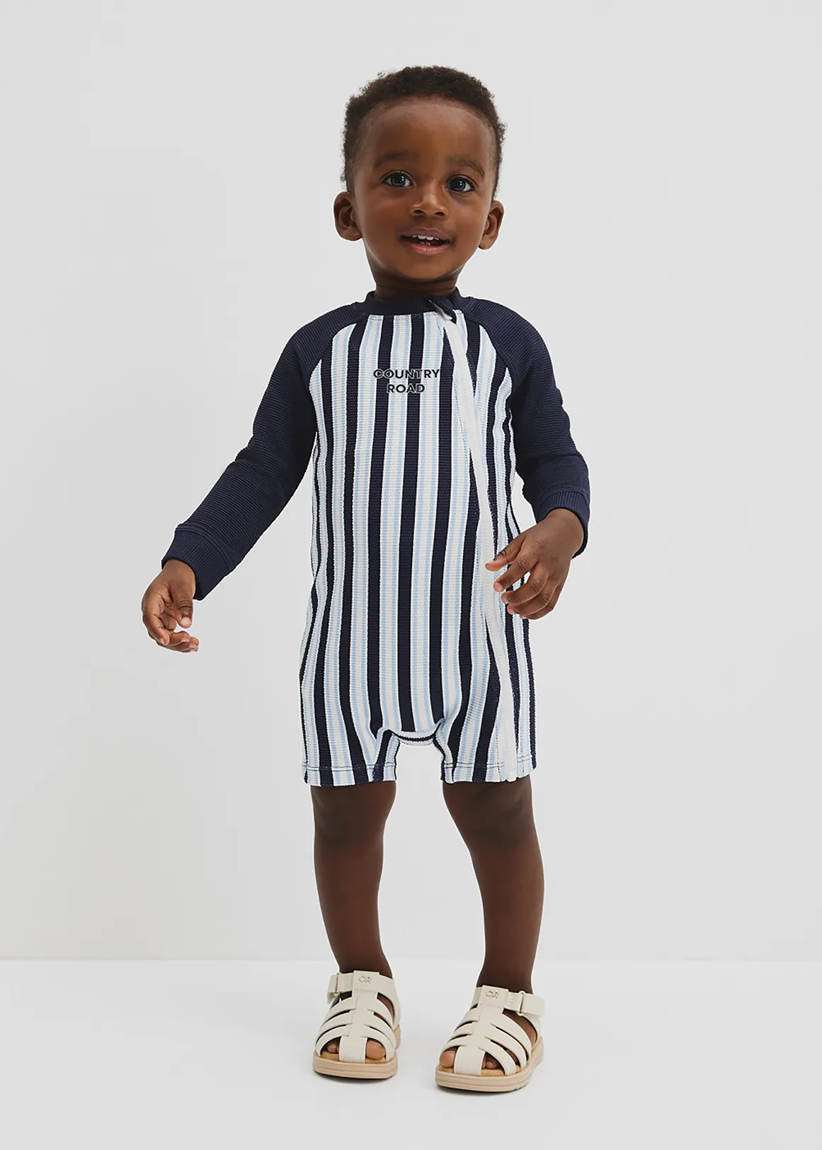 Stripe Logo Swimsuit - NAVY