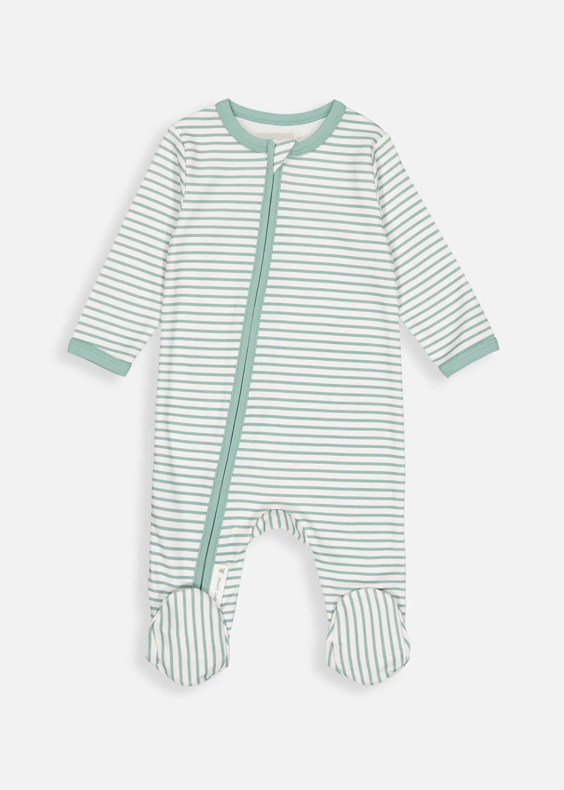 Stripe Organic Cotton Zip Sleepsuit - X GREEN
