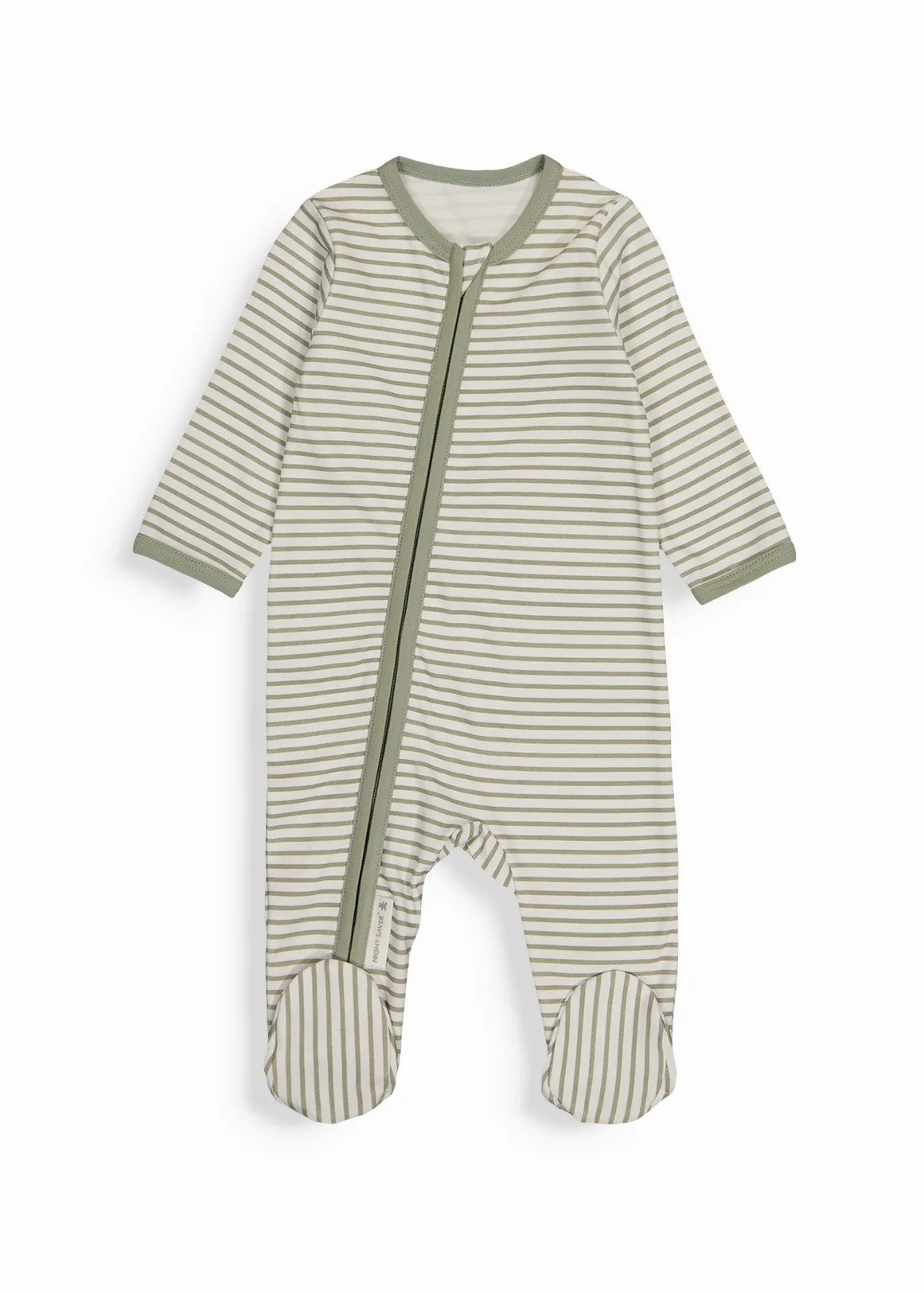 Stripe Organic Cotton Zip Sleepsuit - X KHAKI