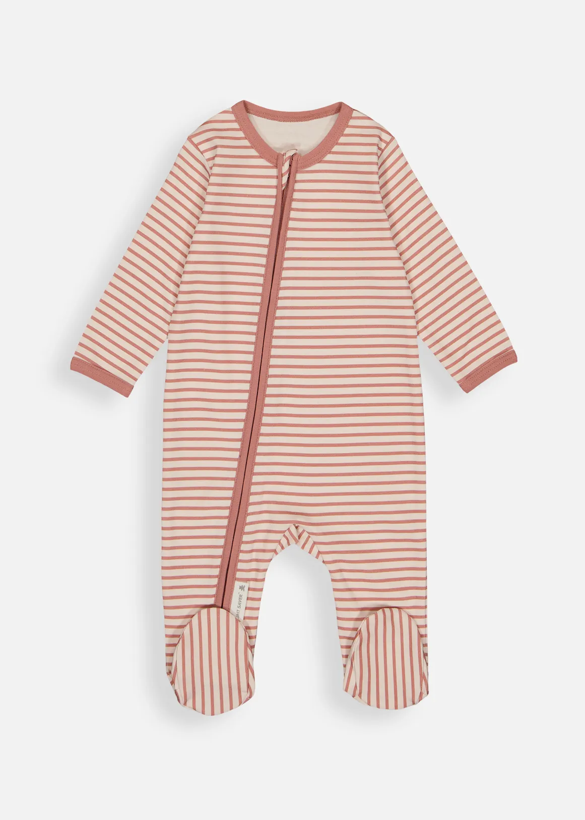 Stripe Organic Cotton Zip Sleepsuit - X PINK
