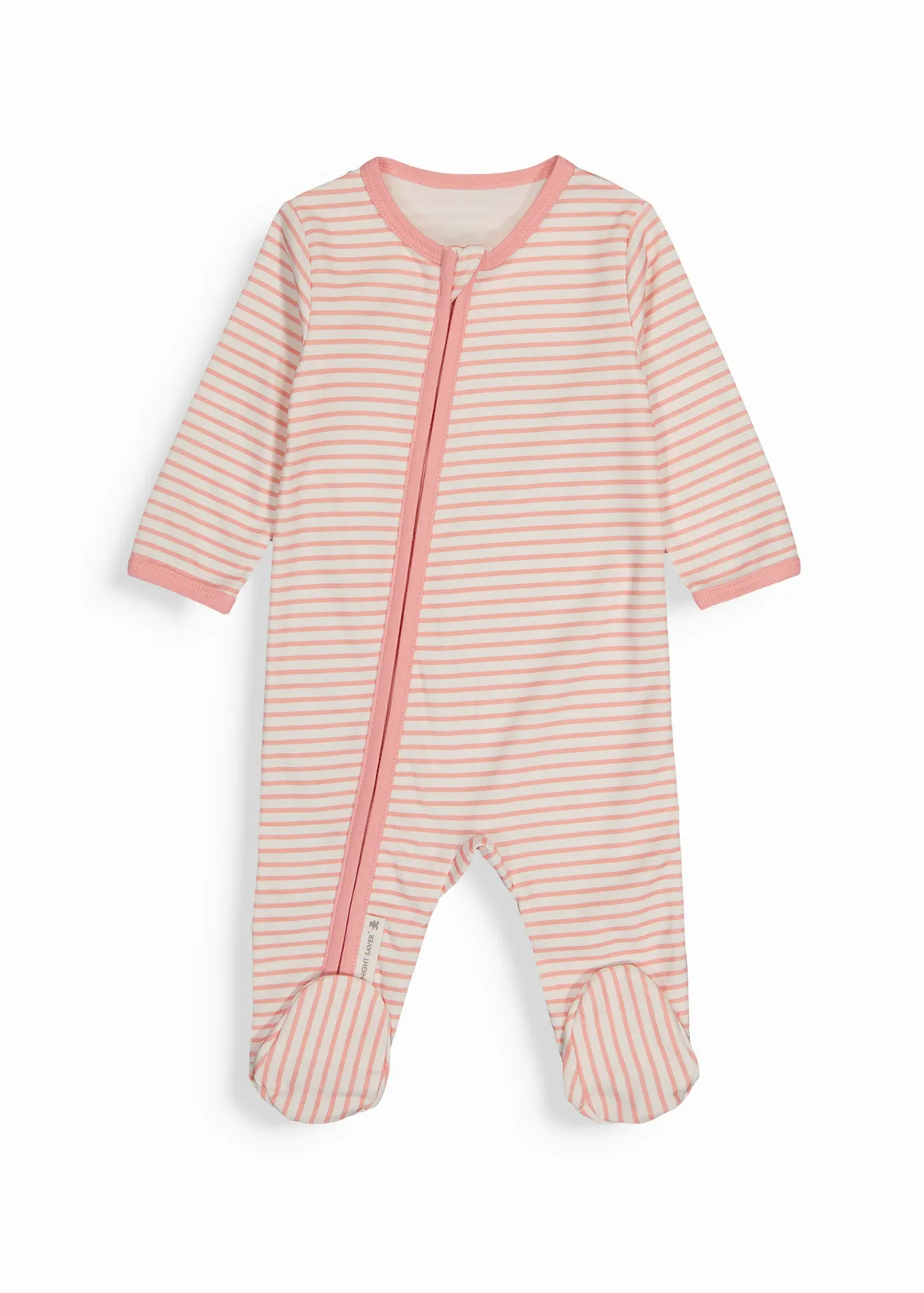 Stripe Organic Cotton Zip Sleepsuit - X PINK