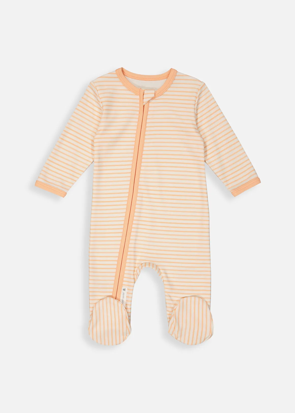 Stripe Organic Cotton Zip Through Sleepsuit - X PEACH