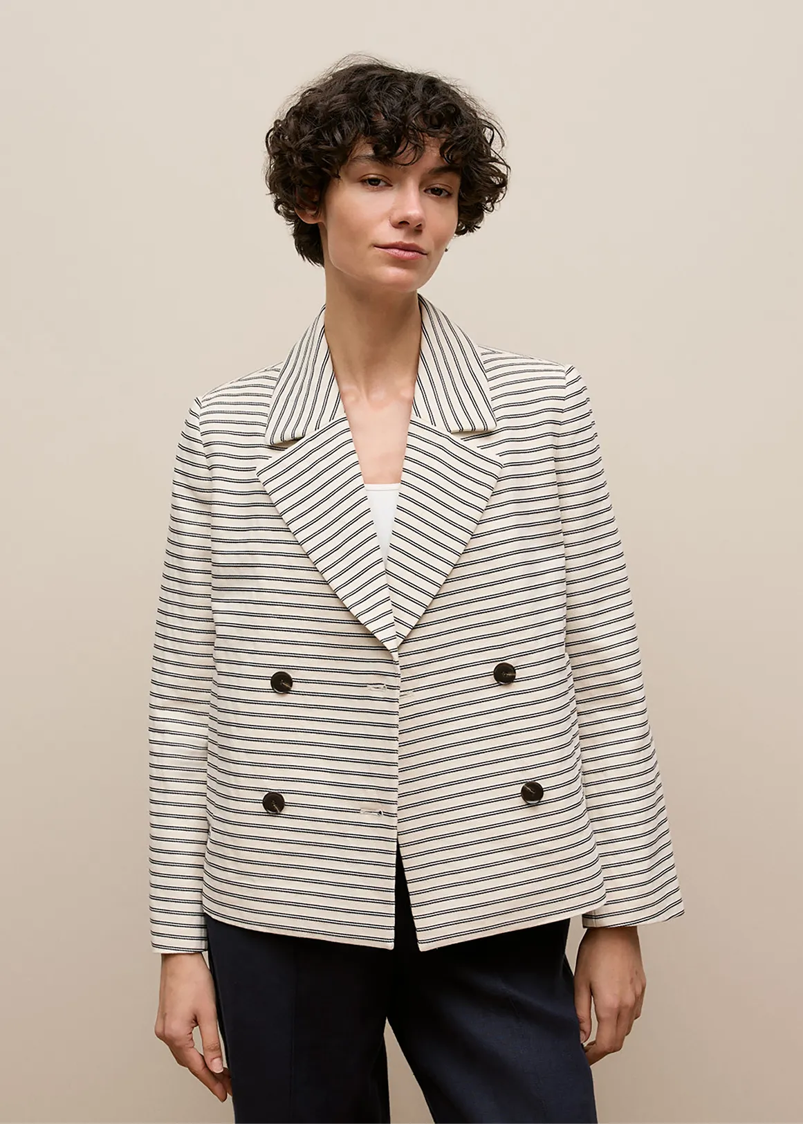 Stripe Peacoat - WHITE