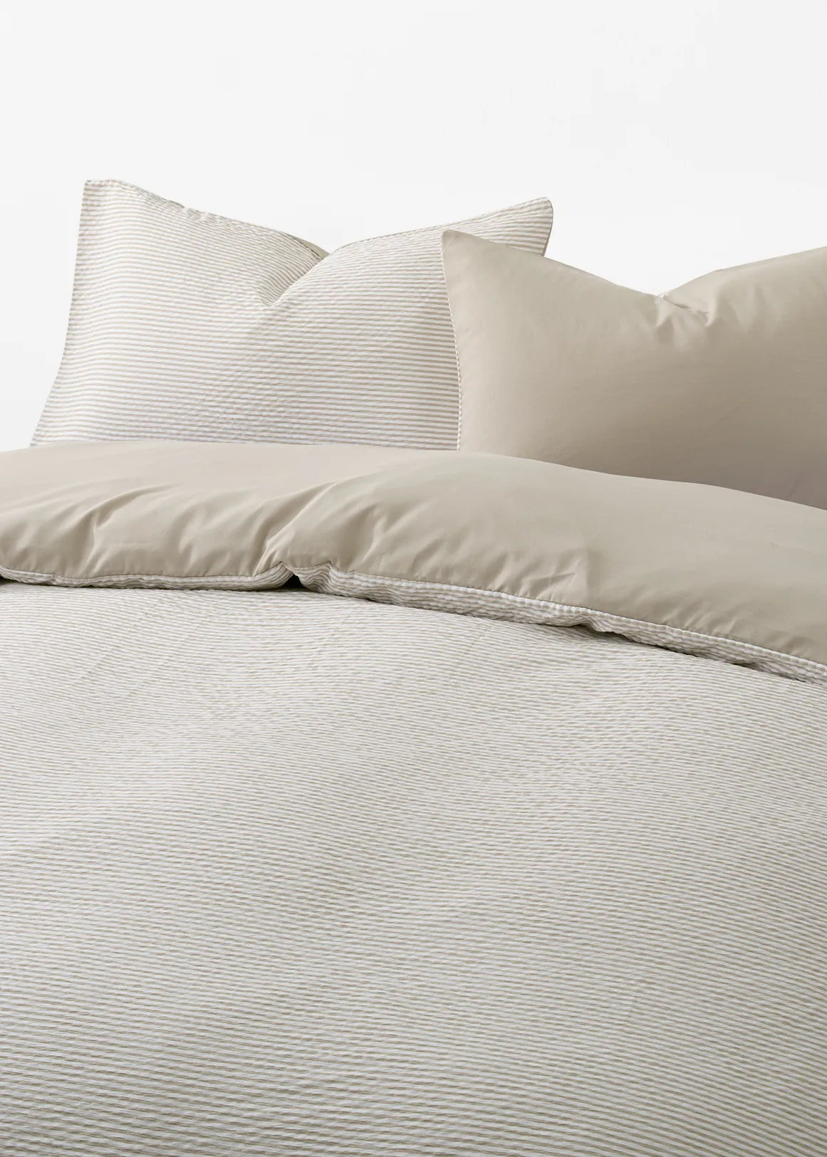 Stripe Seersucker Microfibre Duvet Cover Set - X NATURAL