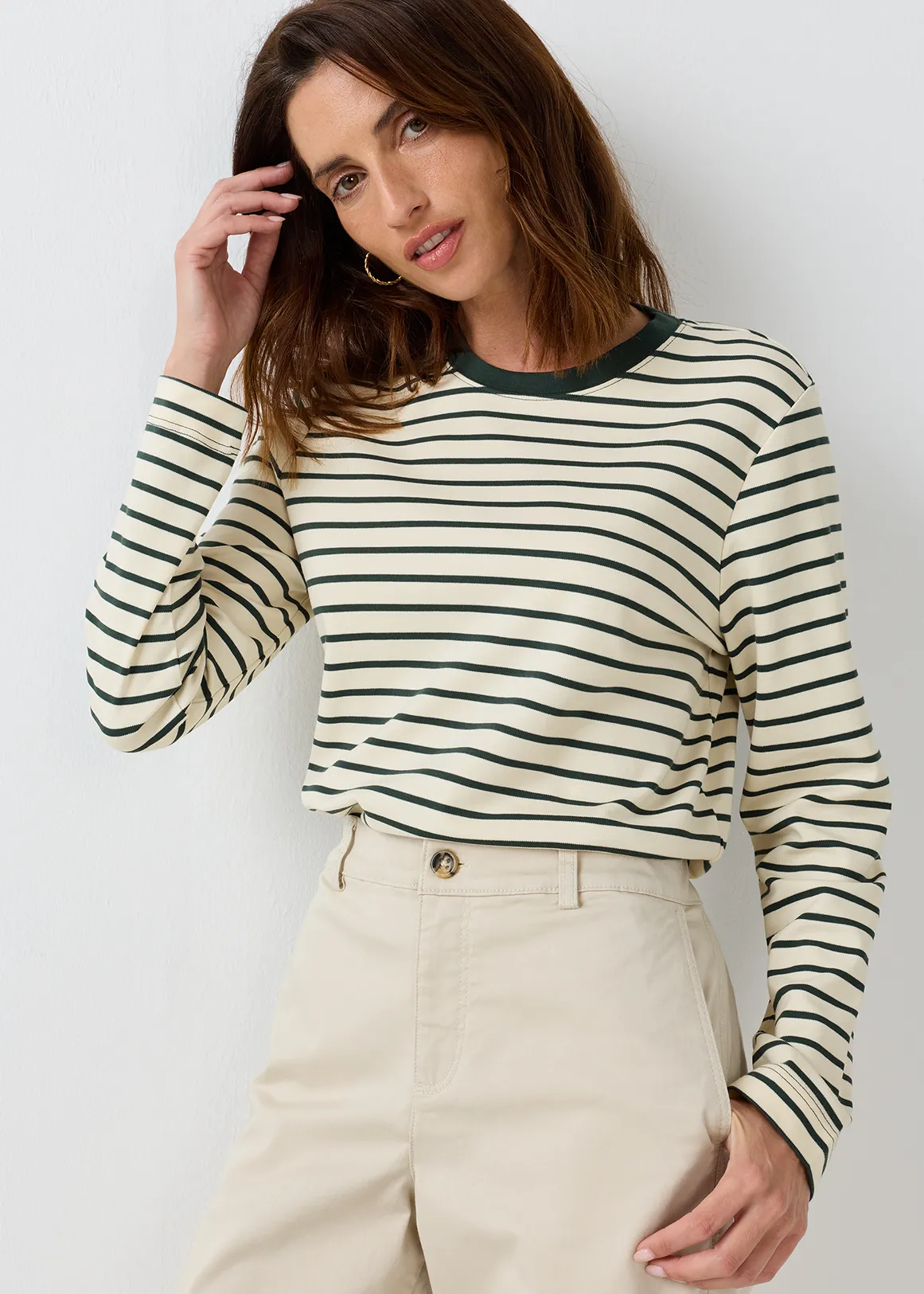 Striped Interlock Cotton T-shirt - Premium - X TEAL
