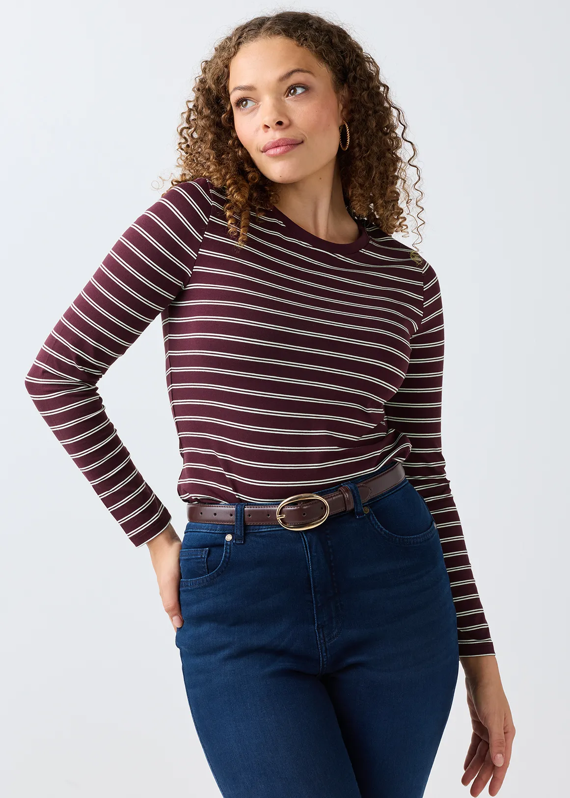 Striped Slim Fit Modal Blend T-shirt - X PURPLE