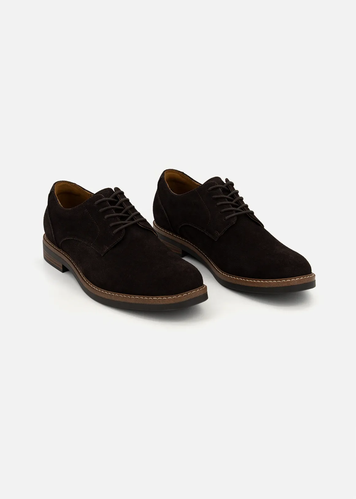 Suede Derby Shoes - CHOCOLATE