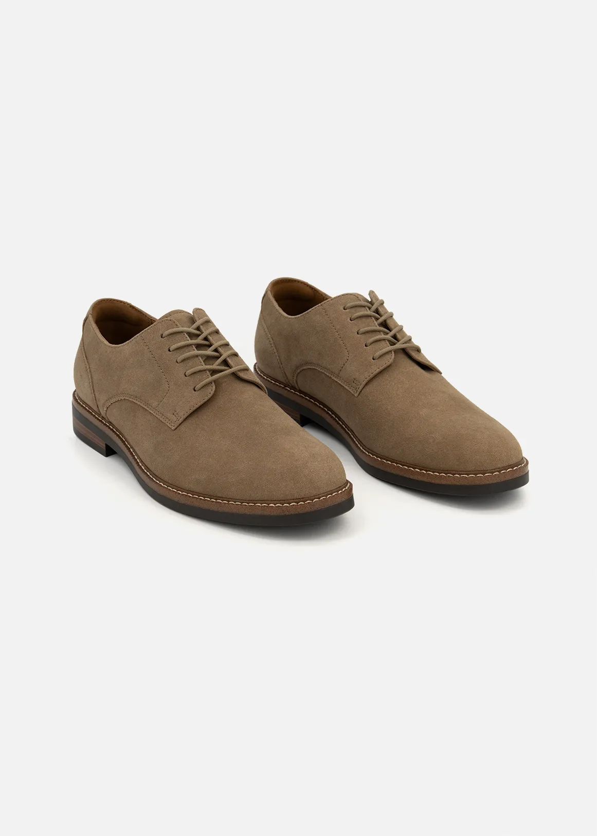 Suede Derby Shoes - TAUPE