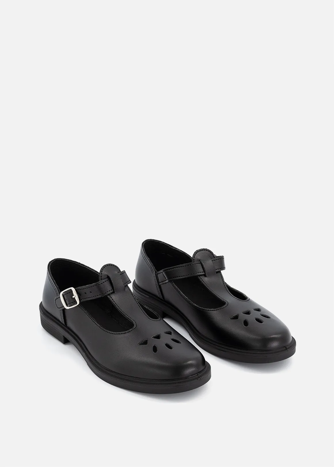 T-Bar School Shoes (Size 2-8) Older Girl - BLACK