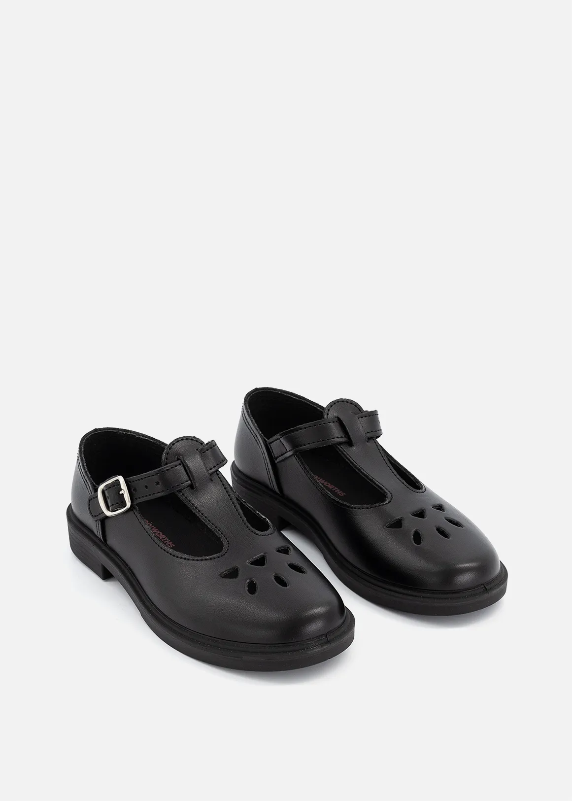 T-Bar School Shoes (Size 8-1) Younger Girl - BLACK