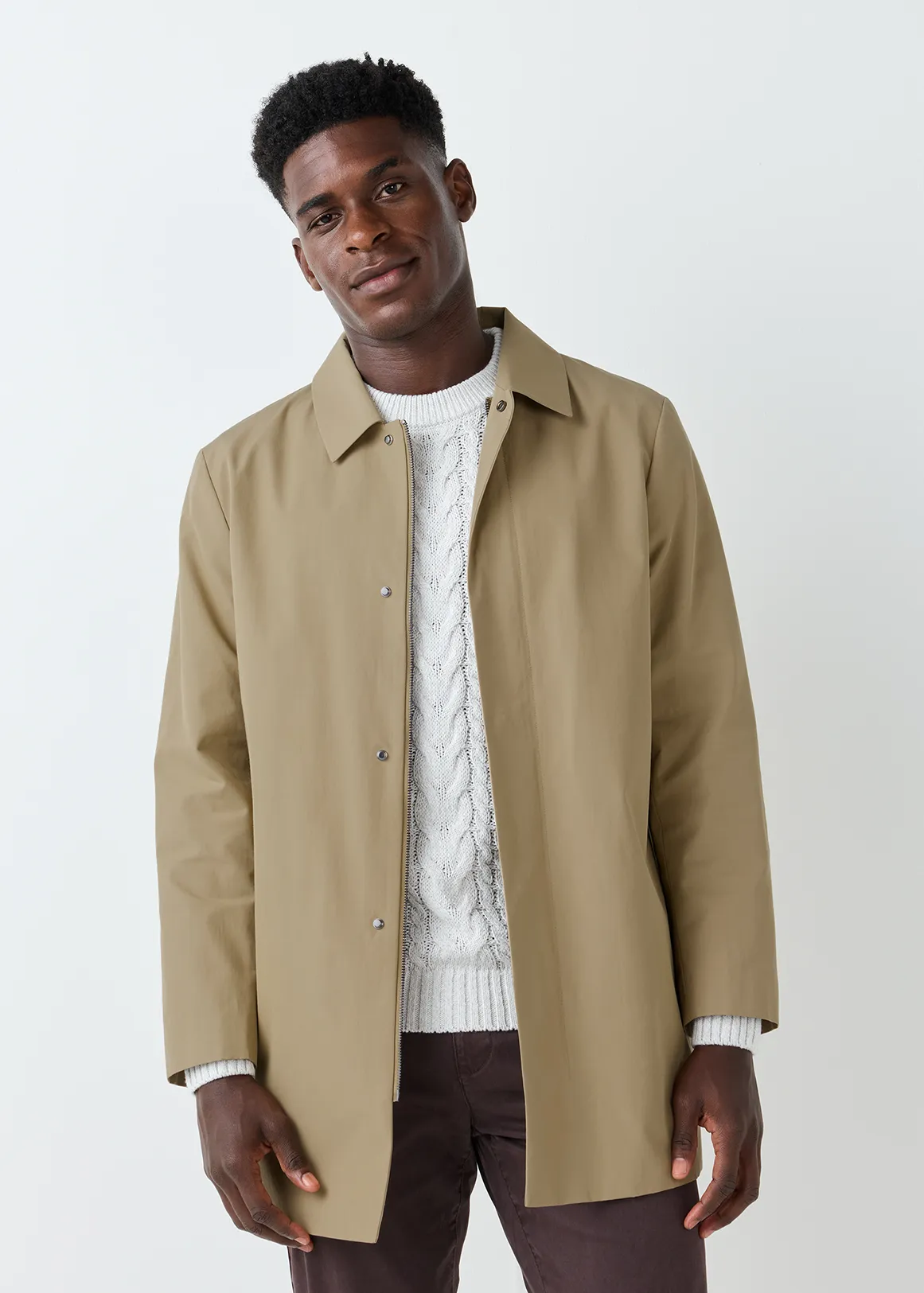 Tailored Fit Cotton Blend Mac Jacket - Premium - NATURAL