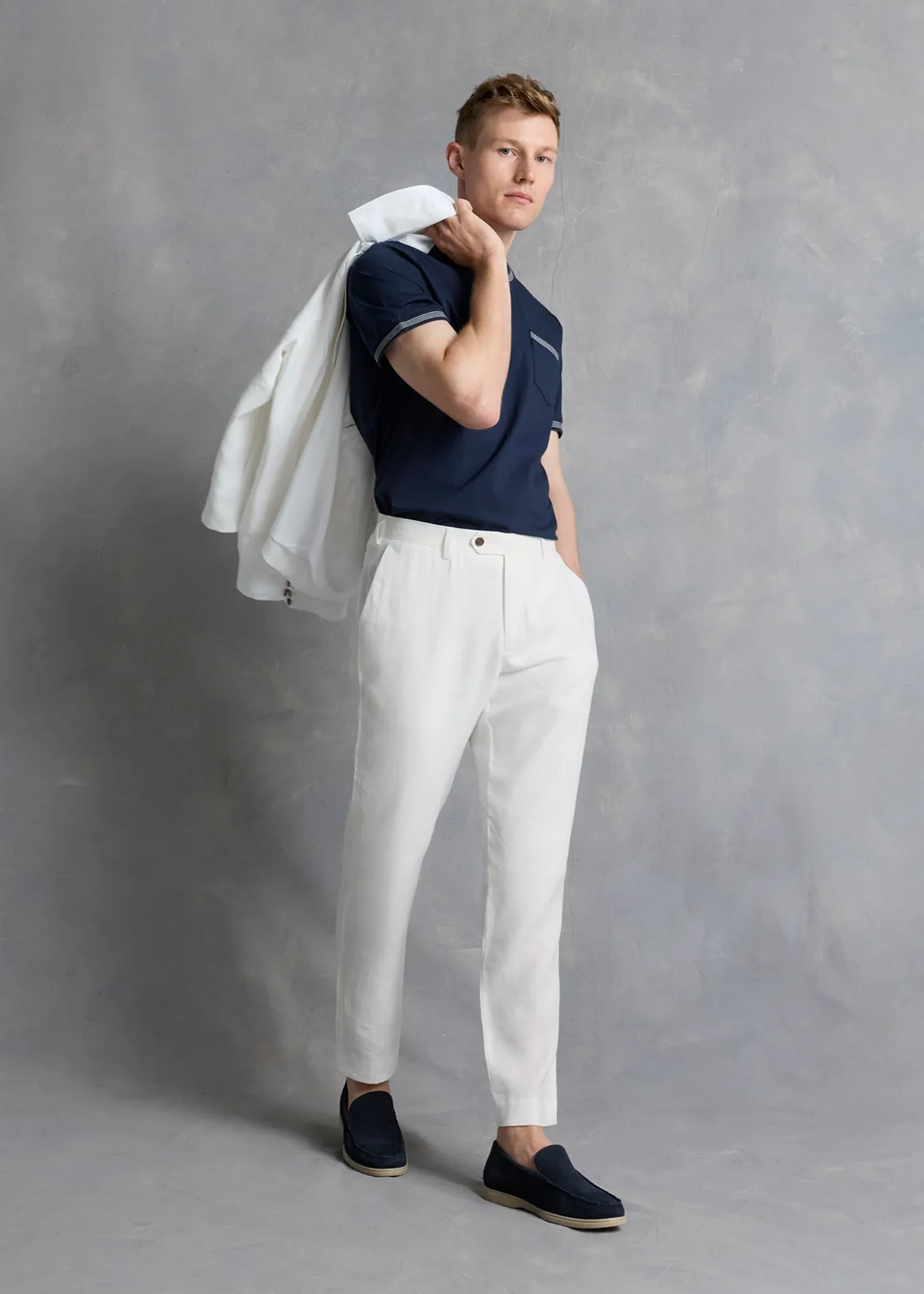 Tailored Fit Linen Trousers - Premium - WHITE