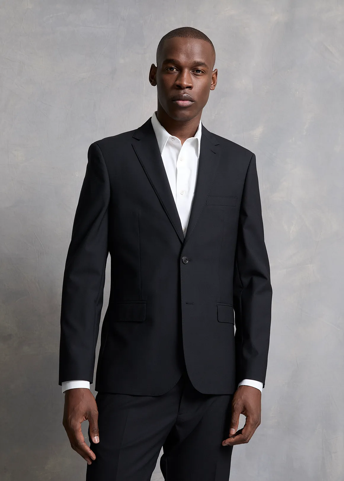 Tailored Fit Stretch Wool Suit Jacket - Premium - X BLACK