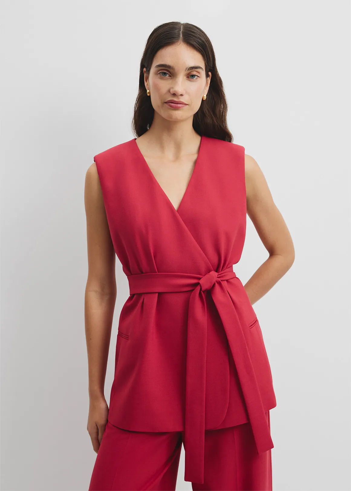 Tailored Tie Vest - GARNET