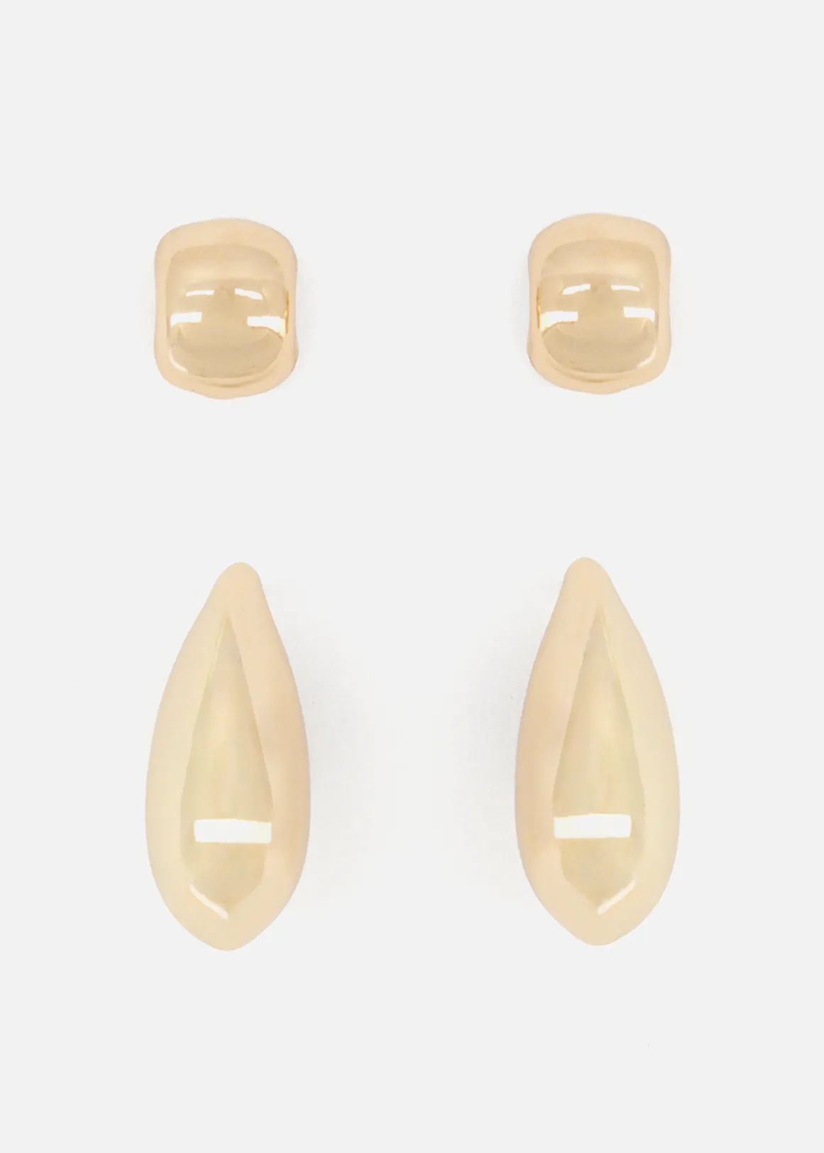 Teardrop Stud Earrings 2 Pack - GOLD
