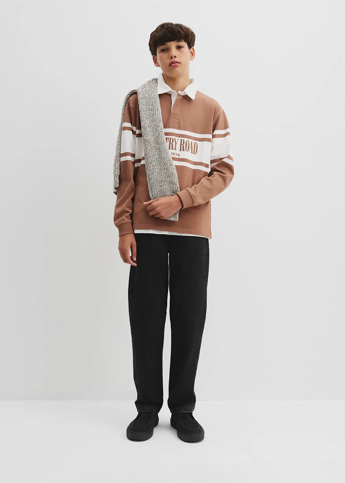 Teen Australian Cotton Panelled Rugby Shirt - CAMEL