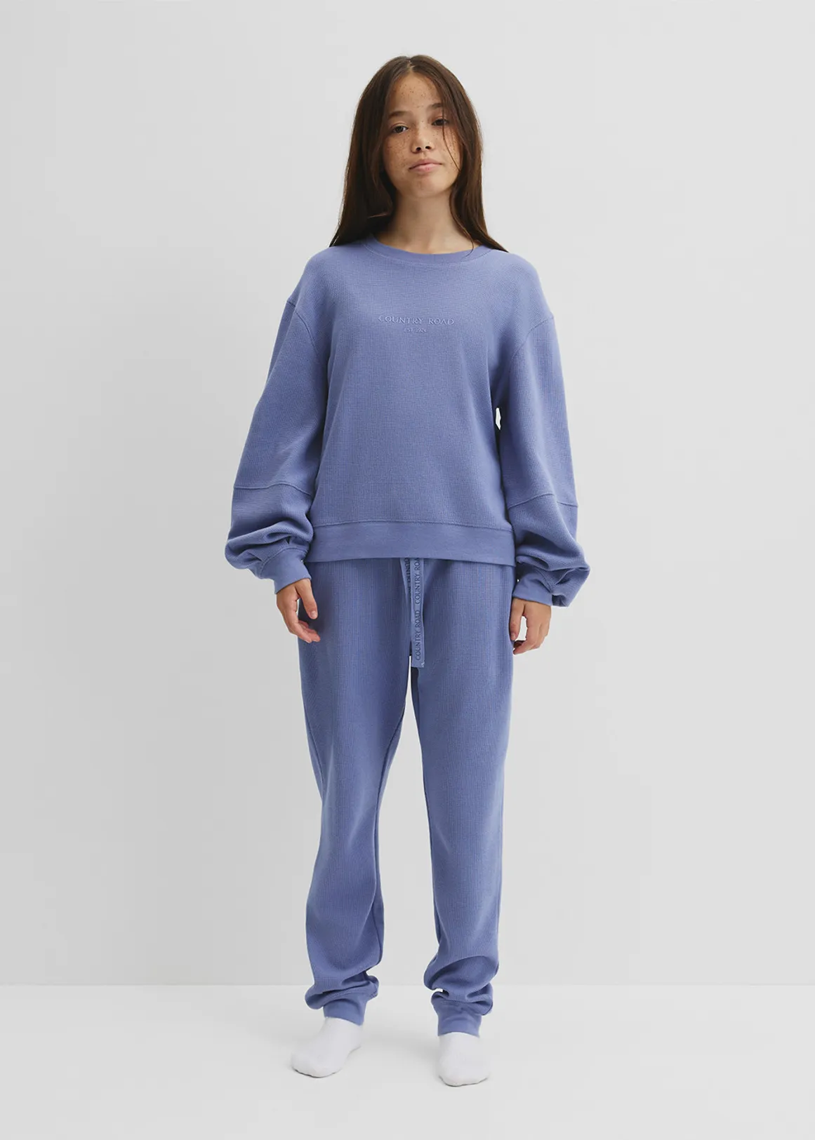 Teen Australian Cotton Waffle Pyjama Set - PORCELAIN BLUE
