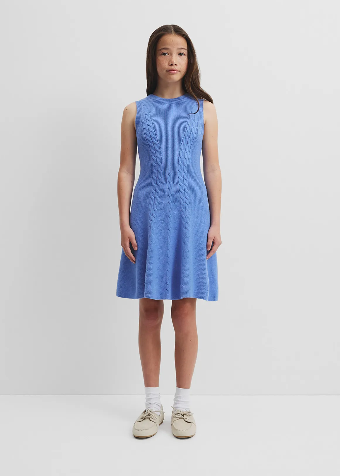 Teen Cable Knit Dress - WEDGEWOOD BLUE