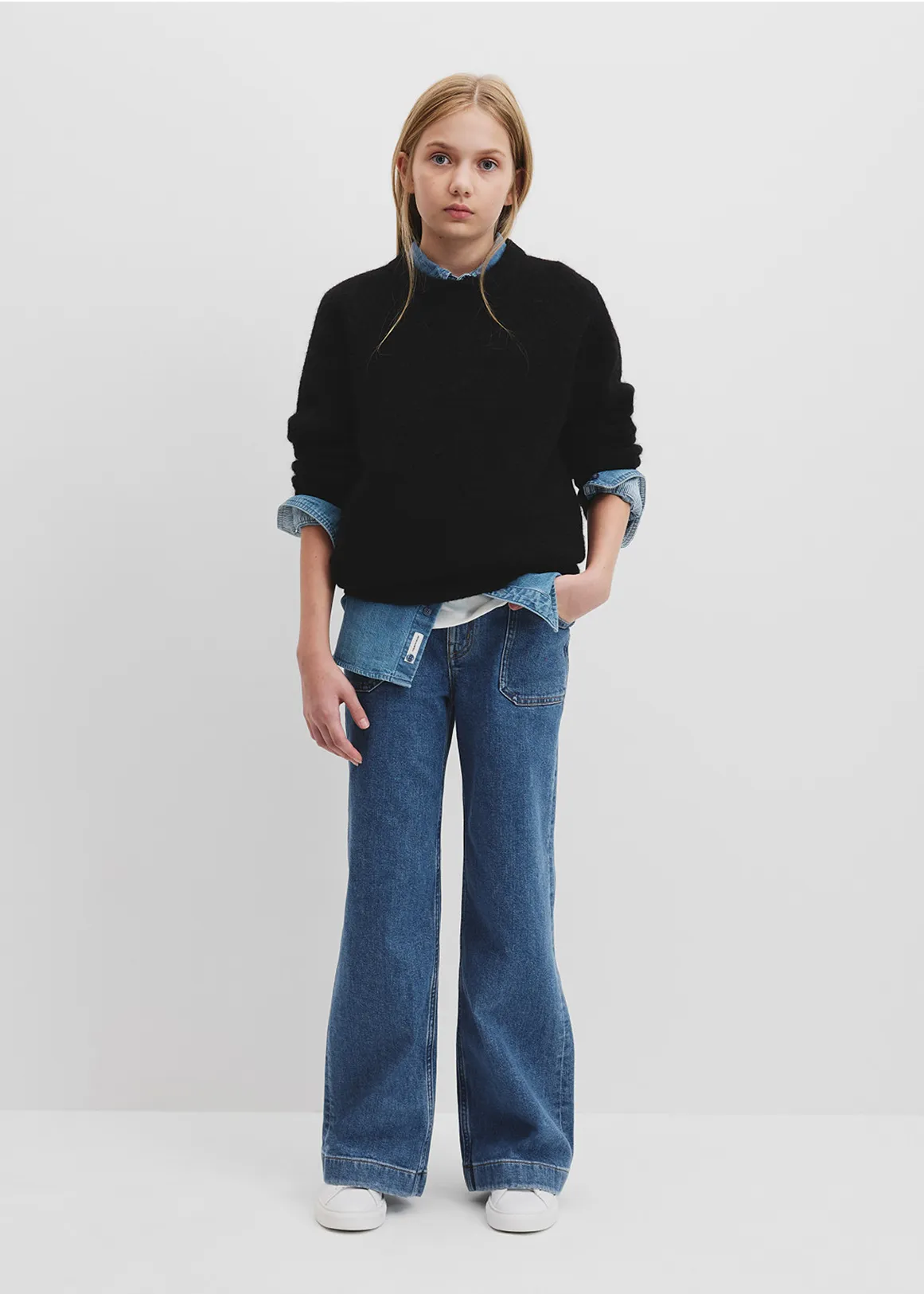 Teen Fluffy Knit Pullover - BLACK