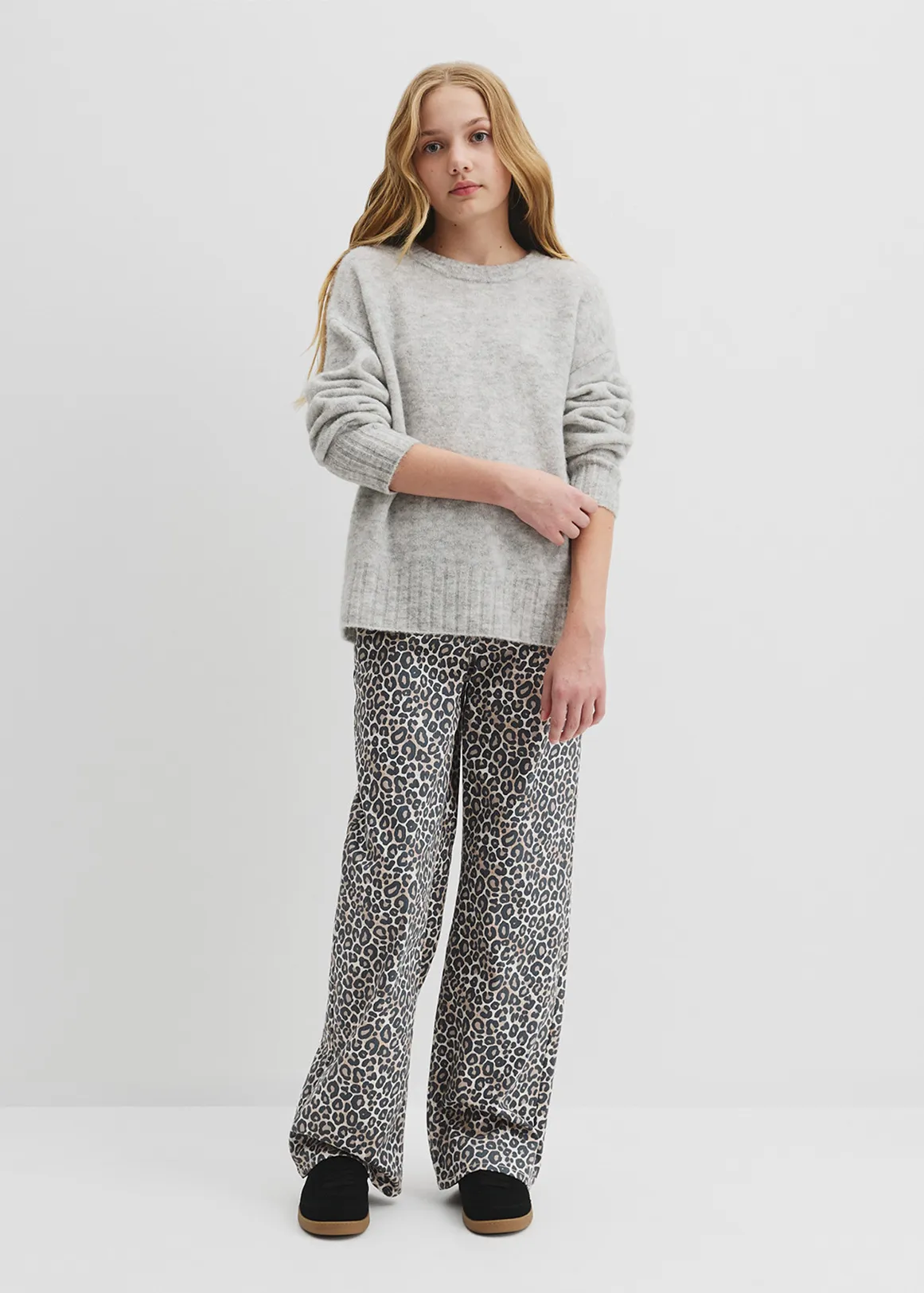 Teen Fluffy Knit Pullover - LIGHT GREY MARLE