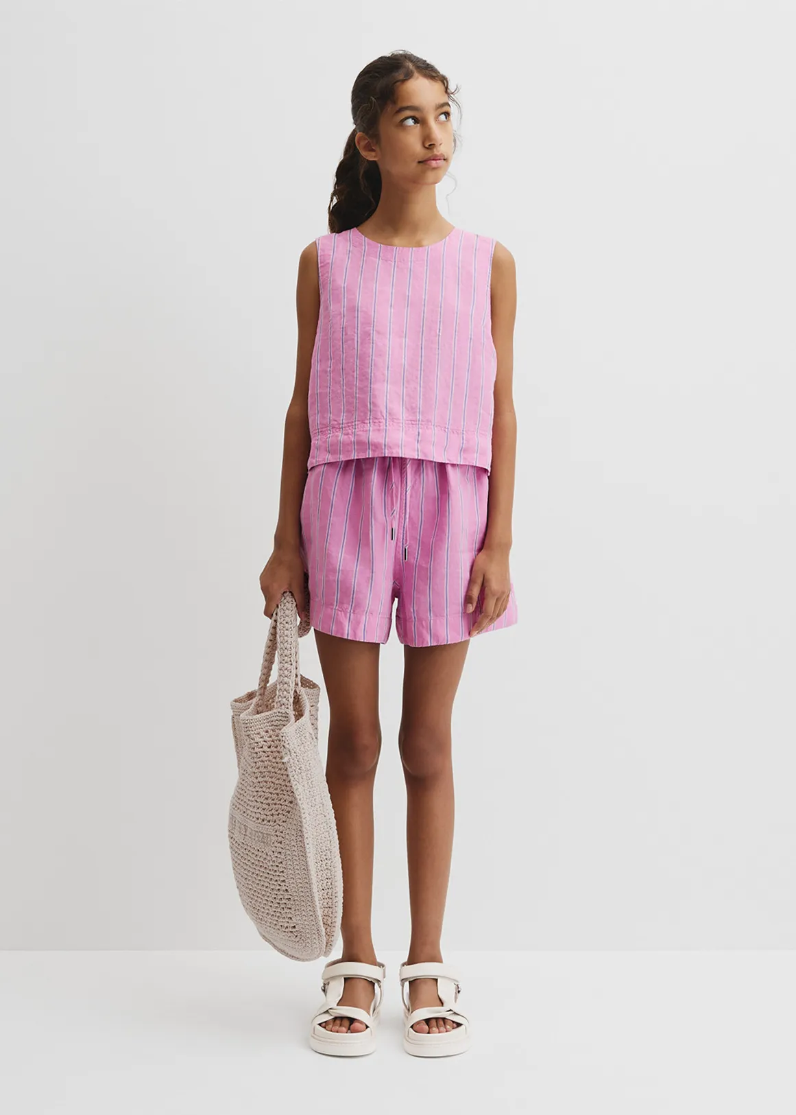 Teen Linen Tank - BUBBLEGUM STRIPE