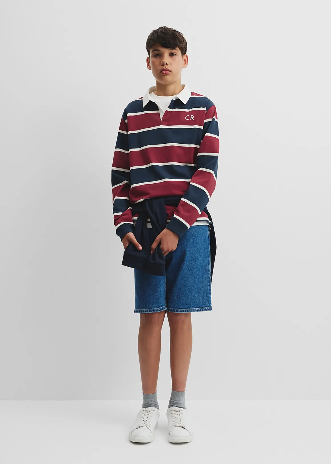 Teen Long Sleeve Rugby T-Shirt - CURRANT STRIPE