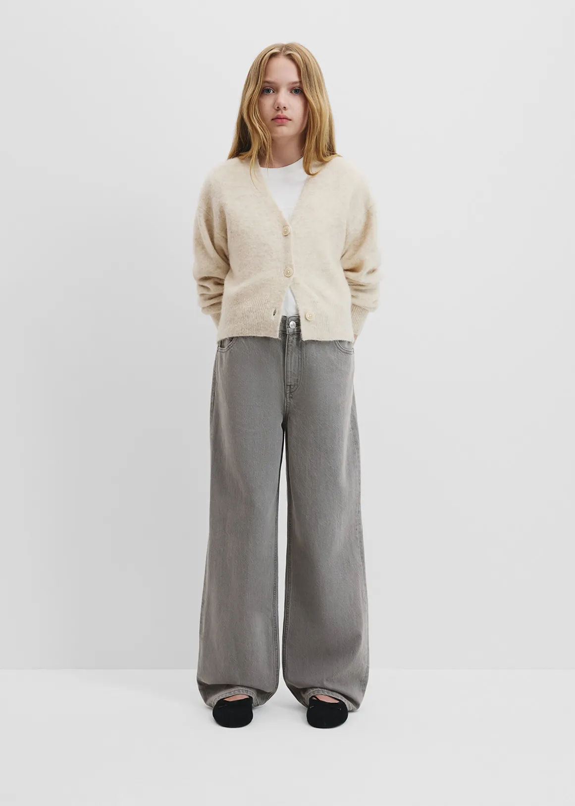 Teen Mid Rise Straight Jean - GREY