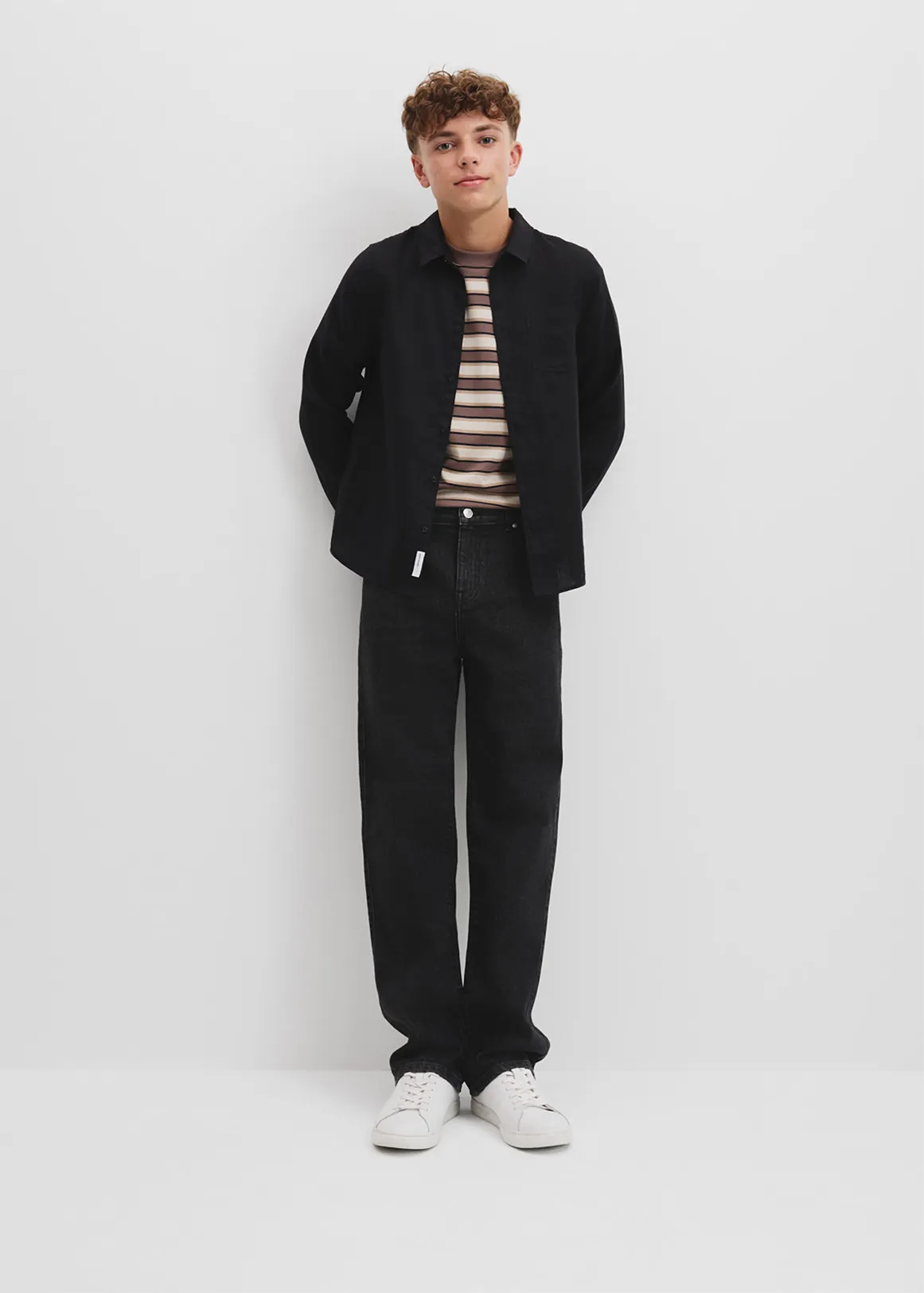 Teen Organically Grown Linen Shirt - BLACK