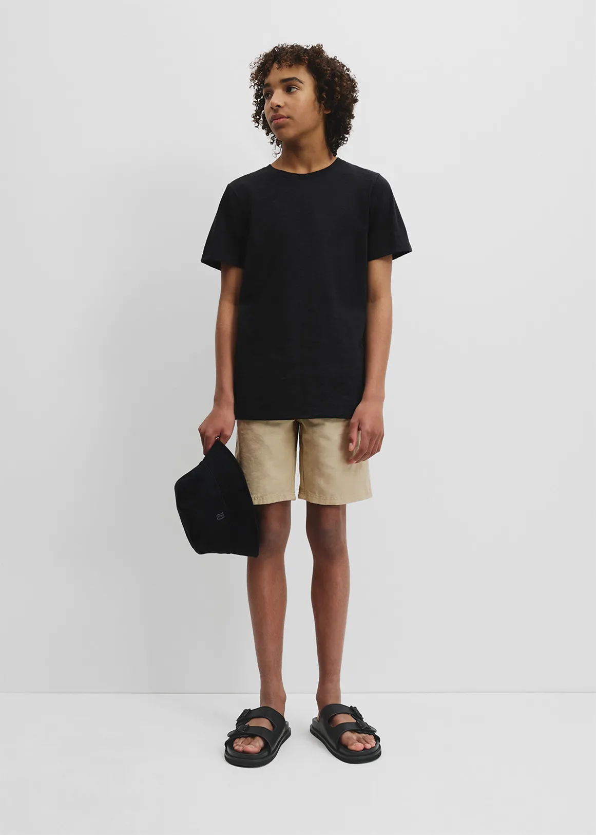 Teen Recycled Cotton Blend Plain CR Short Sleeve T-Shirt - BLACK