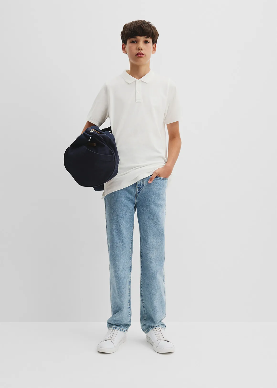 Teen Recycled Cotton Blend Polo Shirt - MARSHMALLOW