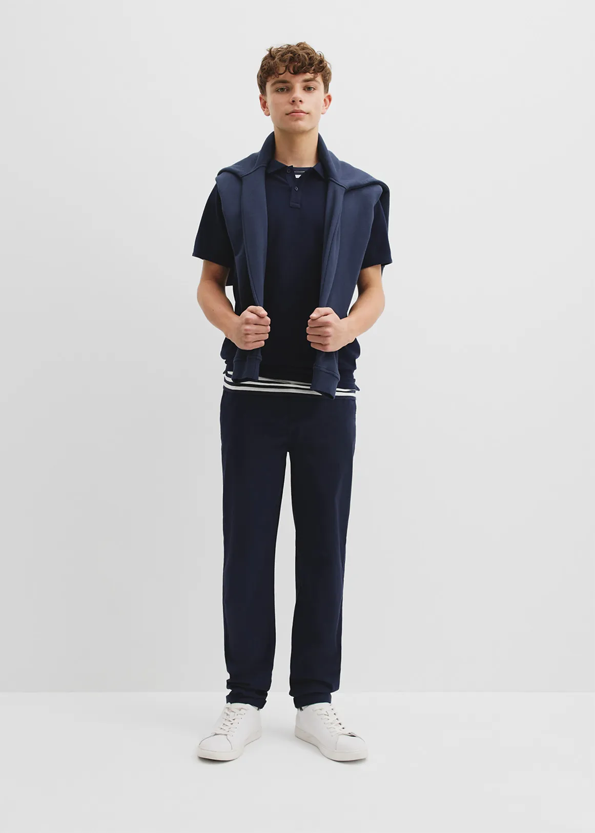 Teen Recycled Cotton Blend Polo Shirt - NAVY