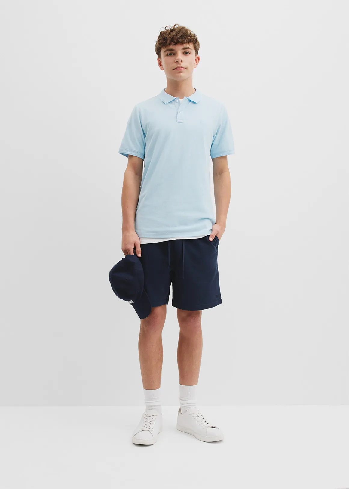 Teen Recycled Cotton Blend Polo Shirt - PALE BLUE