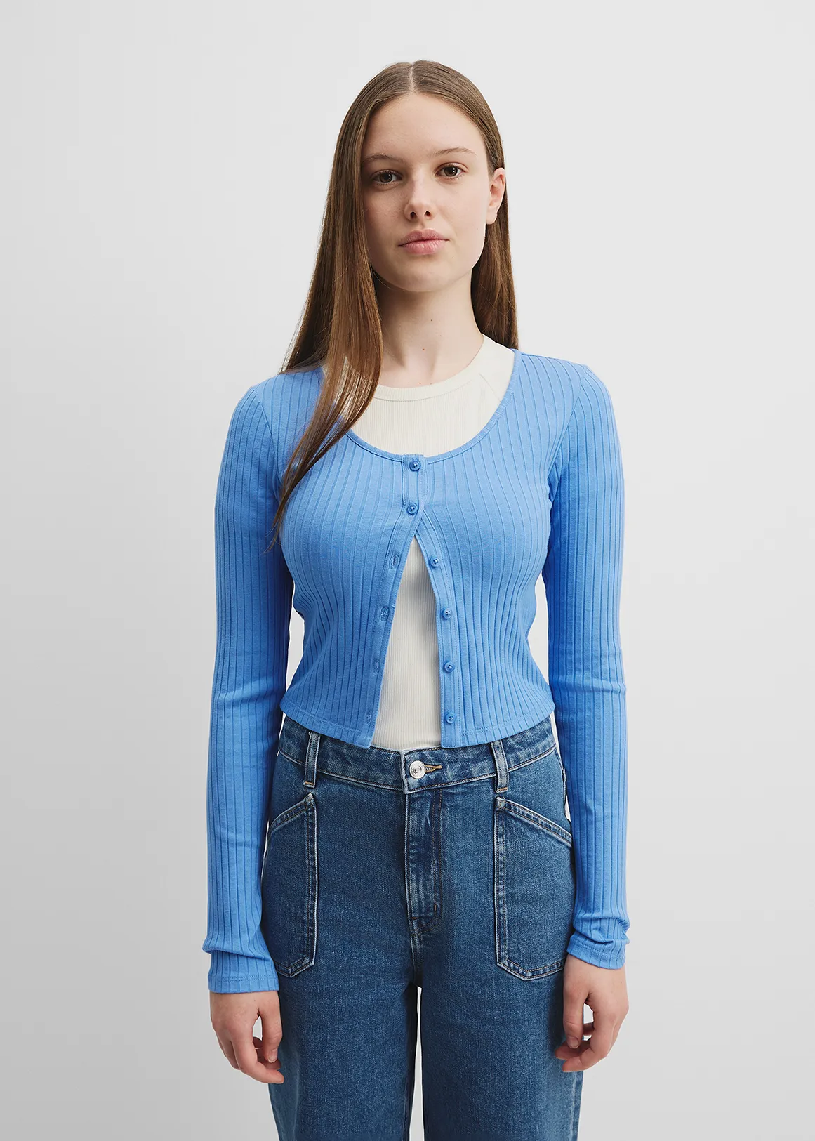 Teen Rib Cardigan - PERIWINKLE BLUE