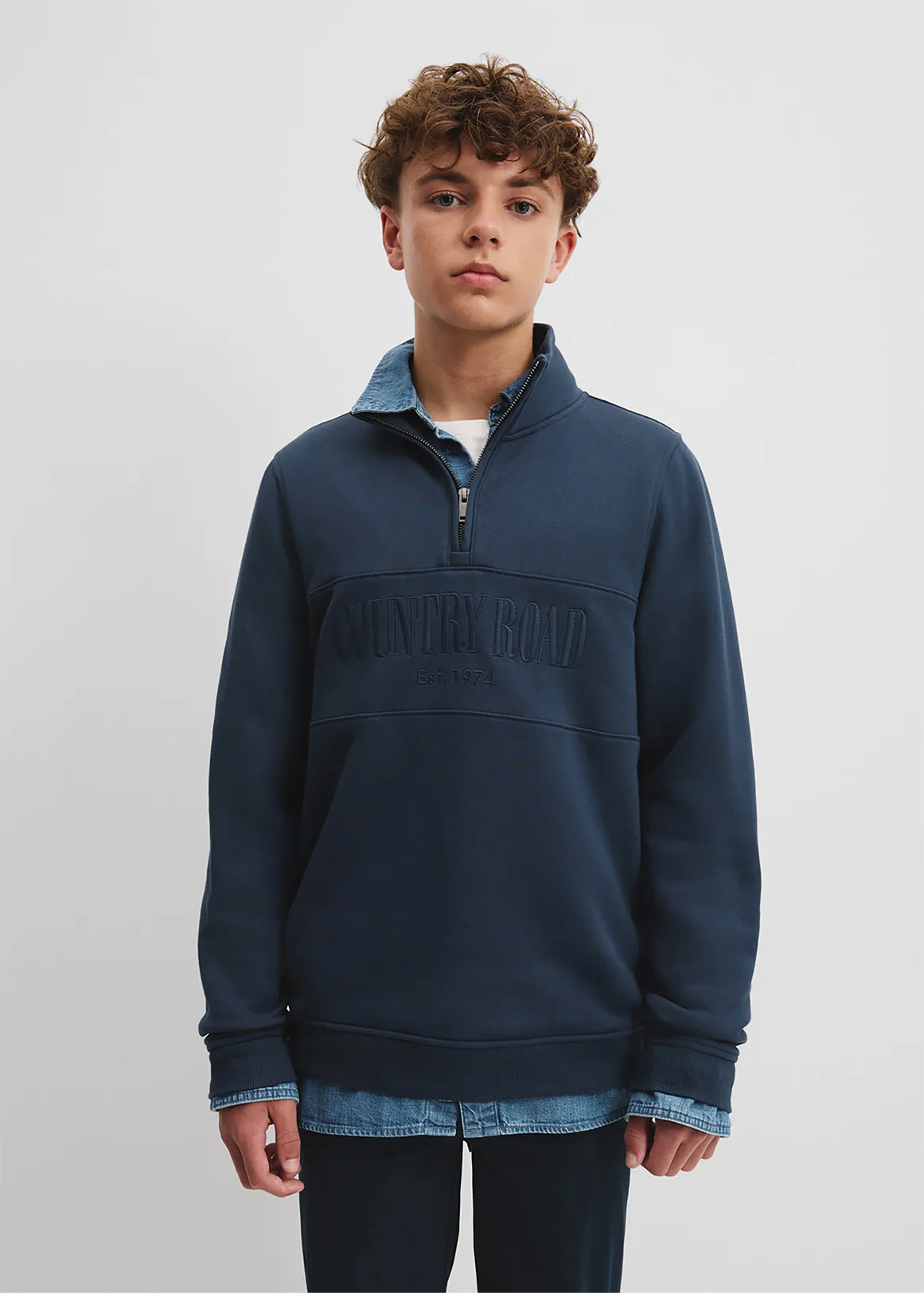 Teen Verified Australian Cotton Heritage Half Zip Sweat - NAVY