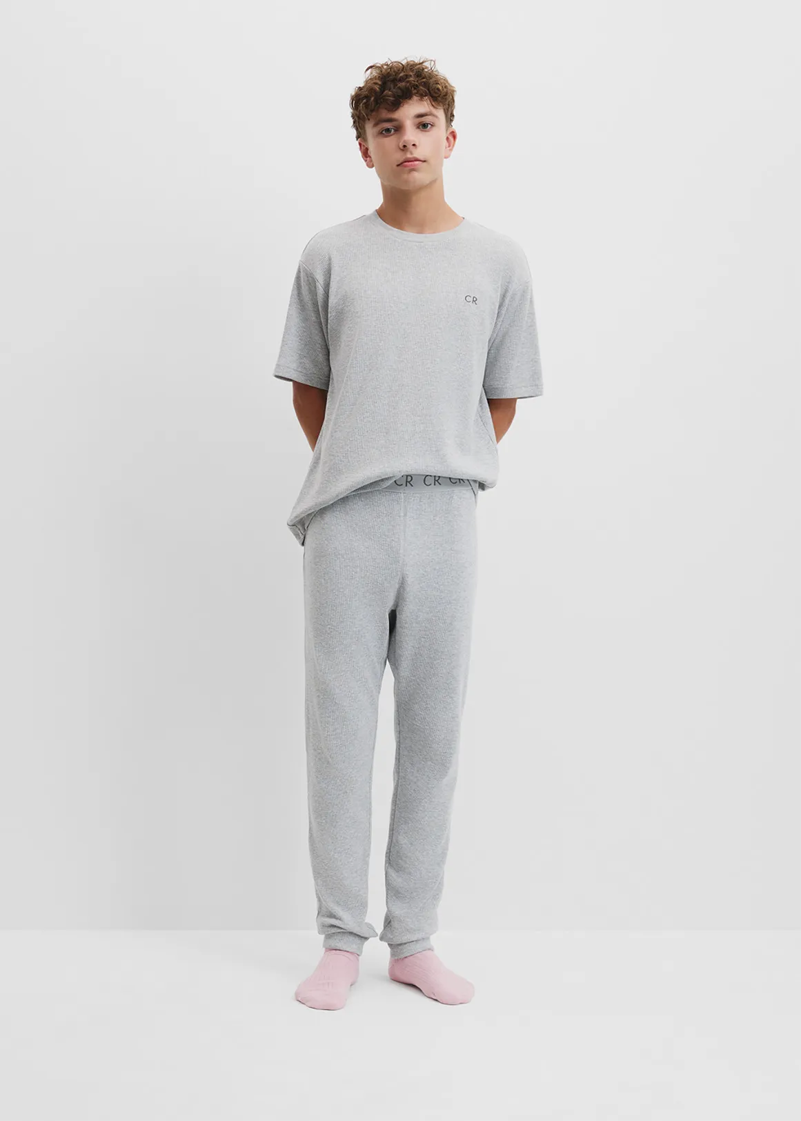 Teen Waffle Pyjama - LIGHT GREY MARLE