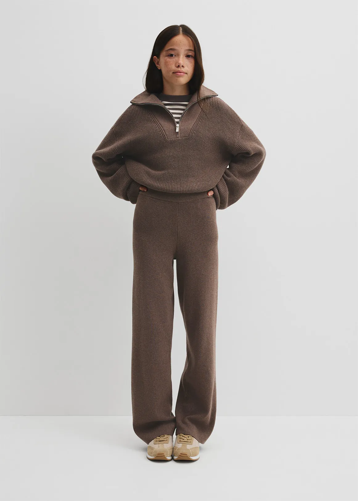 Teen Wide Knit Rib Pant - TRUFFLE MARLE