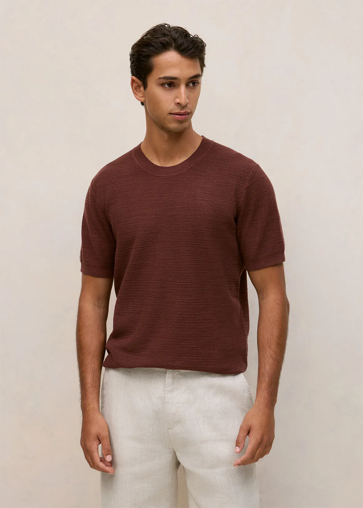 Texture Knit Tee - ESPRESSO
