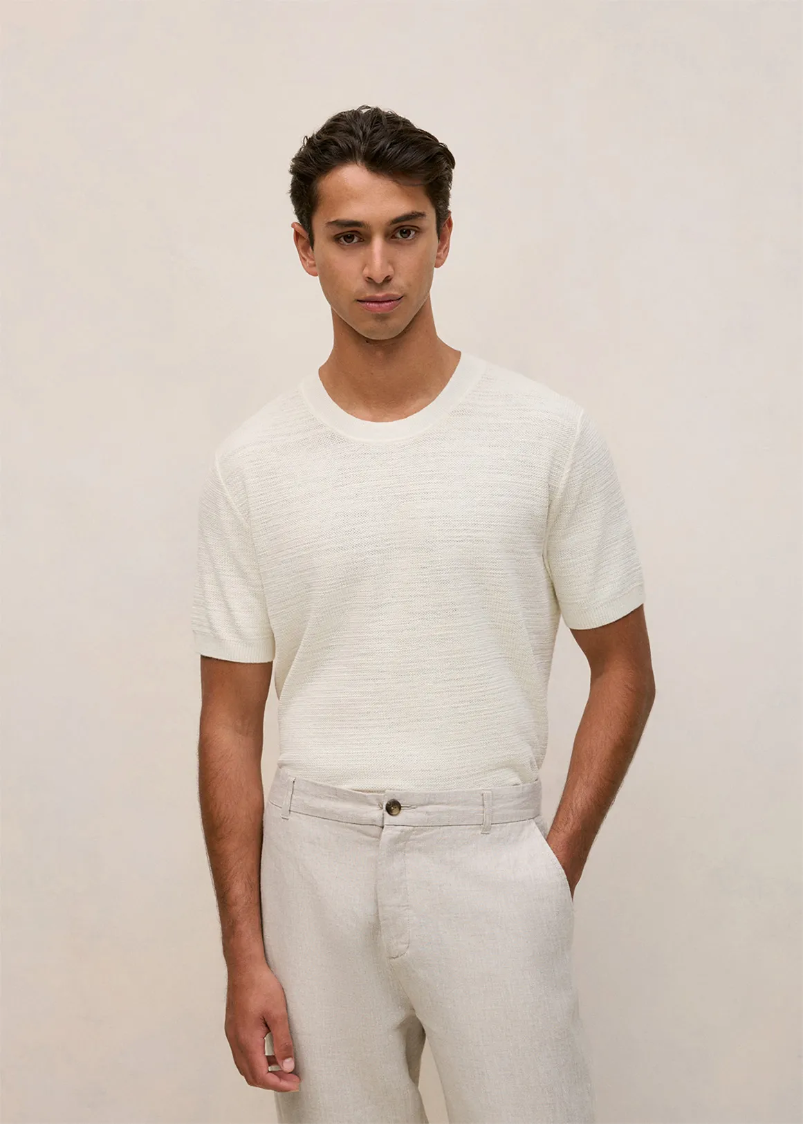 Texture Knit Tee - PARCHMENT