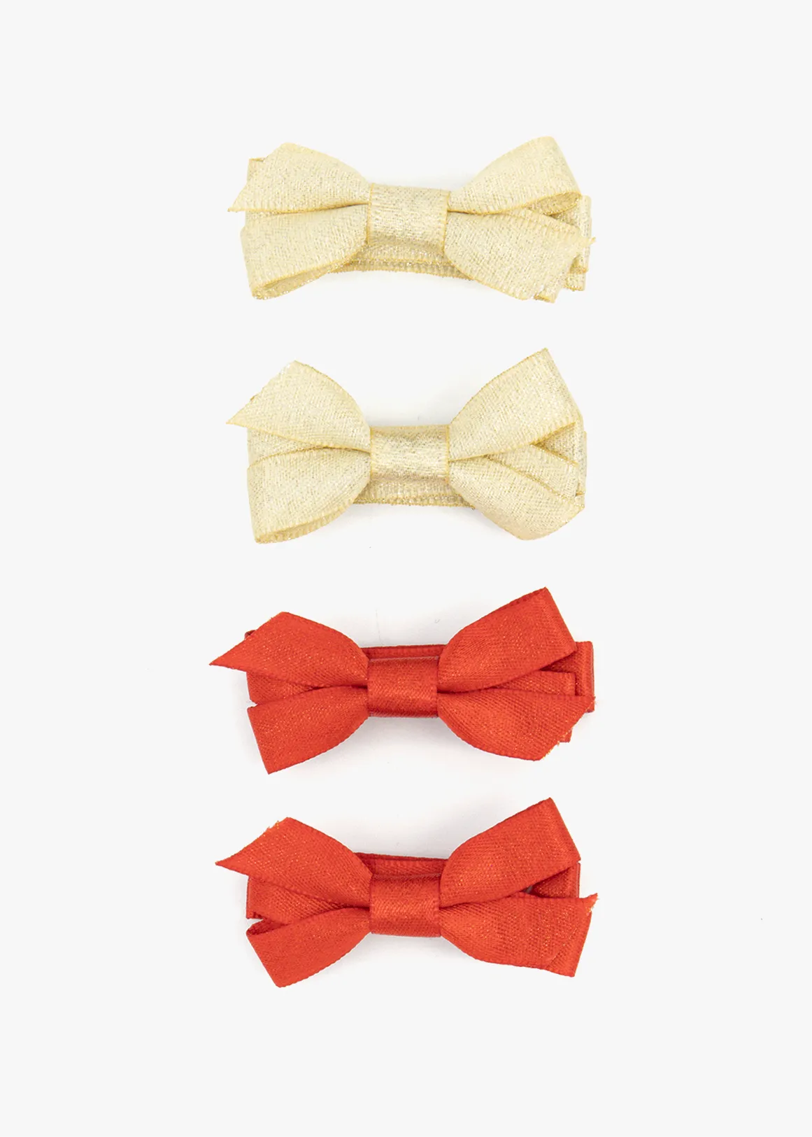 Textured Bow Hair Clips 4 Pack - X RED