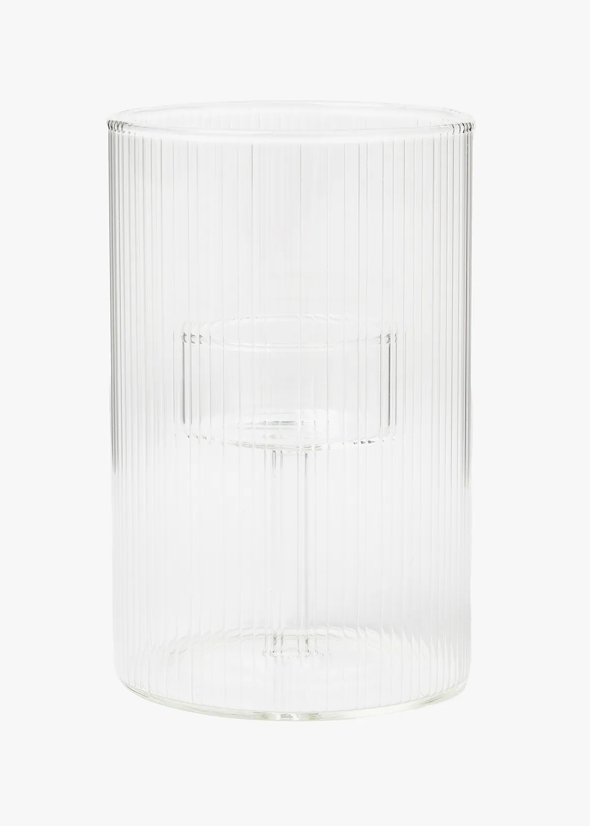 Textured Glass Tea Light Holder - CLEAR