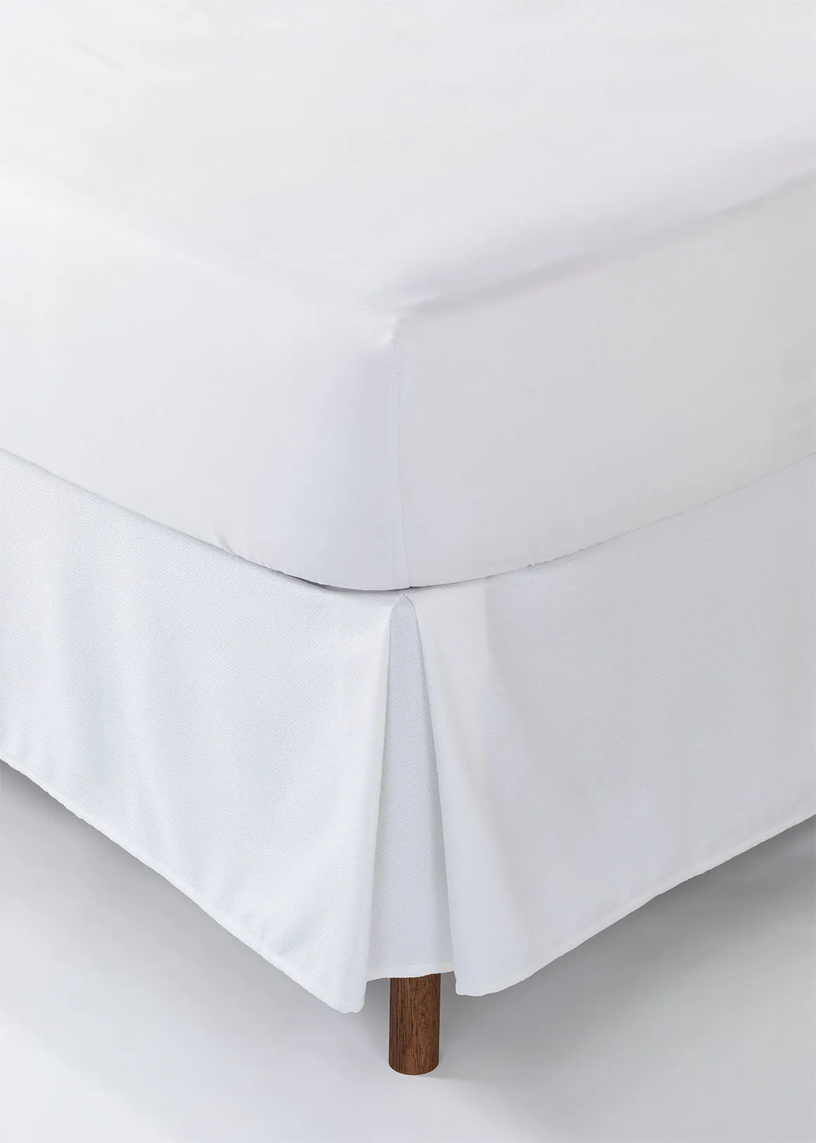 Textured Twill Pleated Base Cover - WHITE