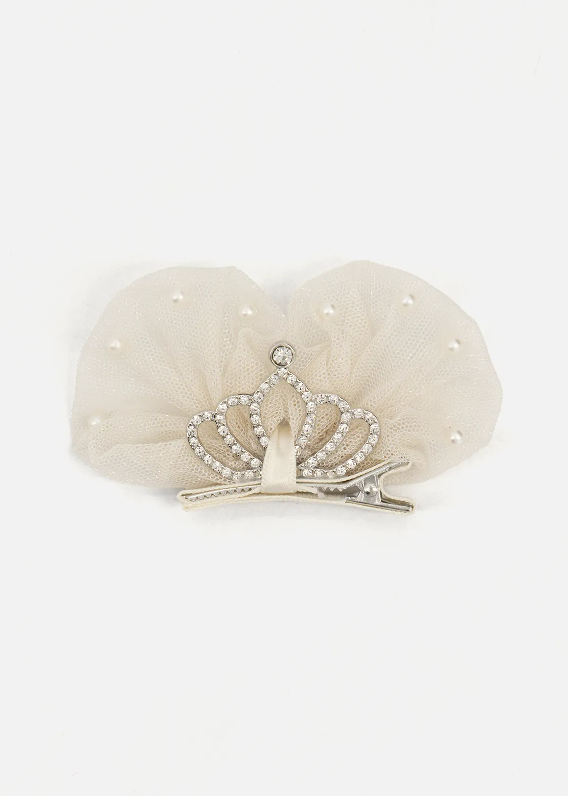 Tiara Bow Clip - CREAM