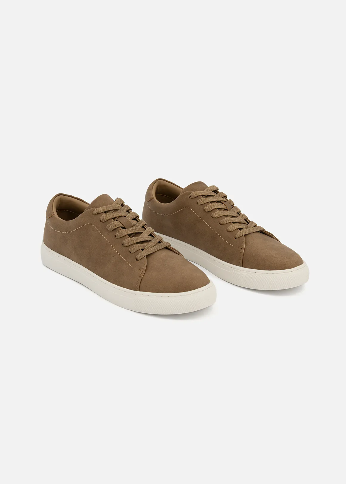 Tonal Faux Leather Sneakers - LIGHT BROWN